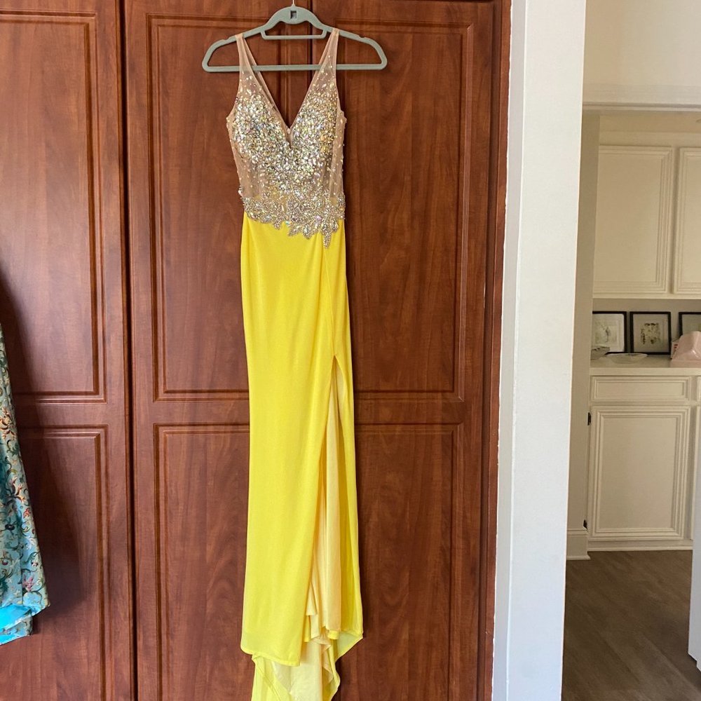 Jovani Dress JVN 81120 Yellow Gown Size 8